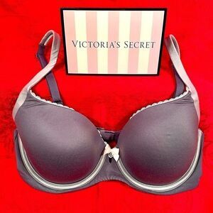 GRAY w PINK TRIM BODY by VICTORIA LINED DEMI 32C